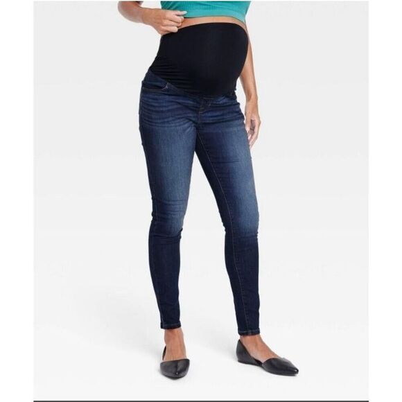 Ingrid & Isabel Maternity Blue Jeans Jeggings With Bellyband Size 14 or 32 - Picture 1 of 6